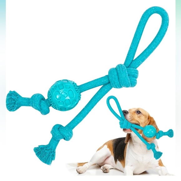 Toy for Dogs Rope with Handle + Ball, Dog Chew Toy, Dog Grinding Teeth C… - Picture 1 of 5